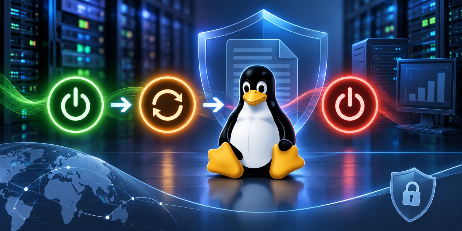 Мониторинг запуска, перезагрузки и завершение работы Linux
