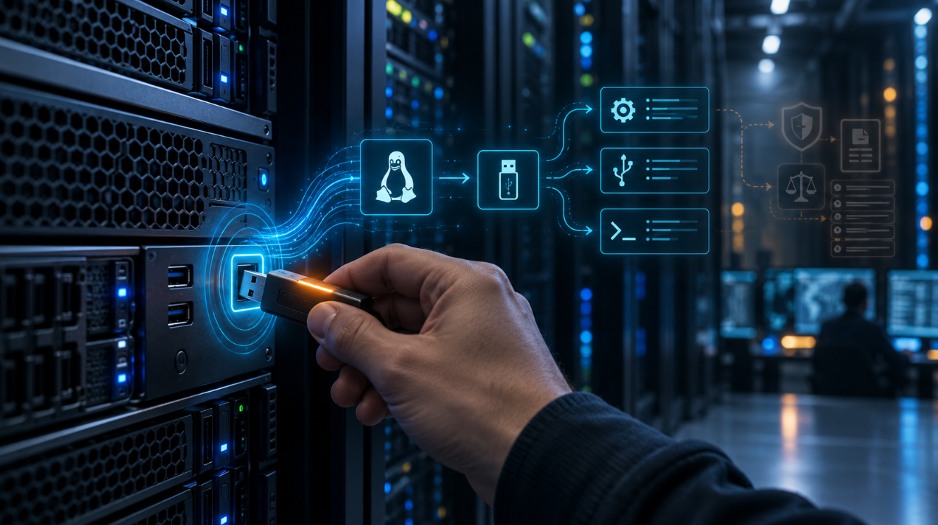 Linux операциялық жүйесі бар серверде сыртқы USB құрылғысын анықтау